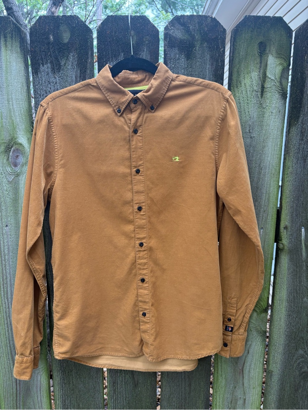 Scotch & Soda Men's Corduroy Button-Down Shirt in Caramel Brown Small